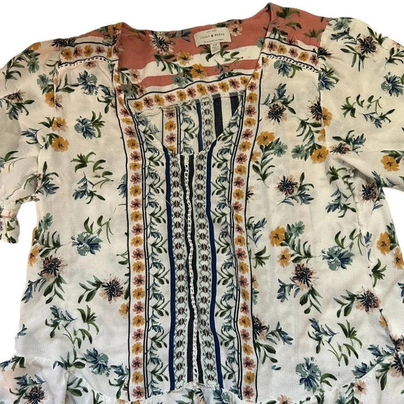 Lucky Brand Women's Floral Border Print Peplum Top Size Small - Picture 5 of 11